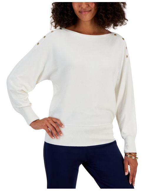 Jm Collection Dolman Button-Trim Sweater Created for