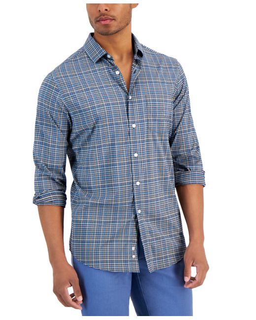 Club Room Regular-Fit Usher Tech Plaid Woven Shirt Created for