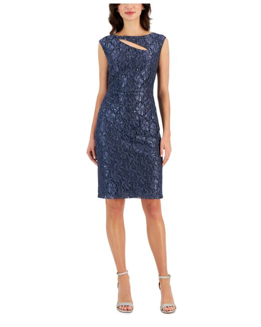 Connected Sequined-Lace Sheath Dress