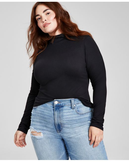And Now This Trendy Plus Mock-Neck Long-Sleeve Top