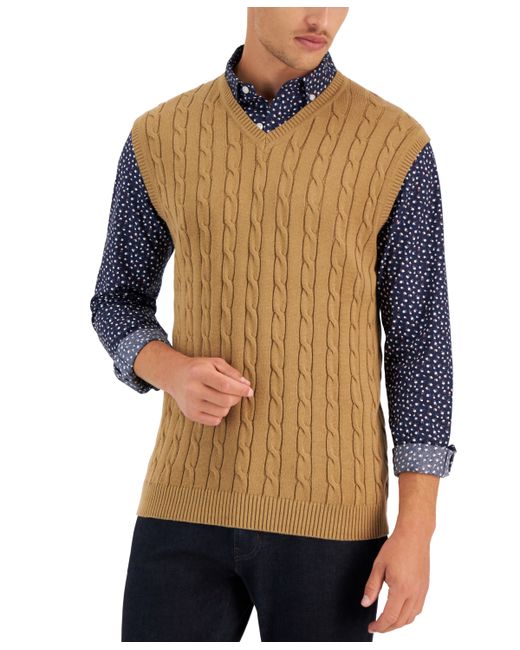 Club Room Cable-Knit Cotton Sweater Vest Created for