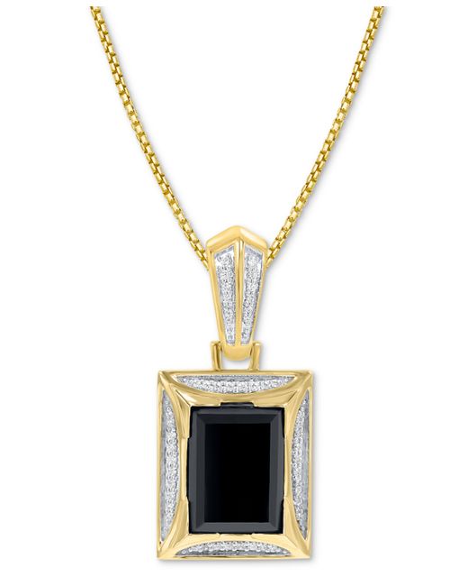Macy's Onyx Diamond 1/5 ct. t.w. 22 Pendant Necklace in 14k Gold-Plated Sterling