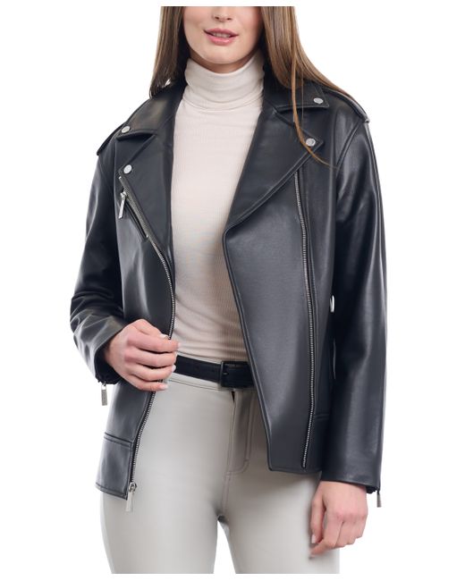 Michael Kors Michael Oversized Leather Moto Jacket