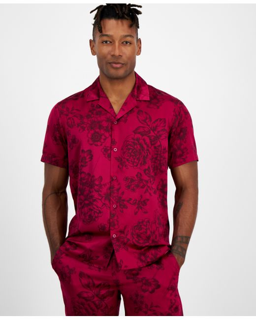 I.N.C. International Concepts Twilight Regular-Fit Floral Button-Down Camp Shirt Created for