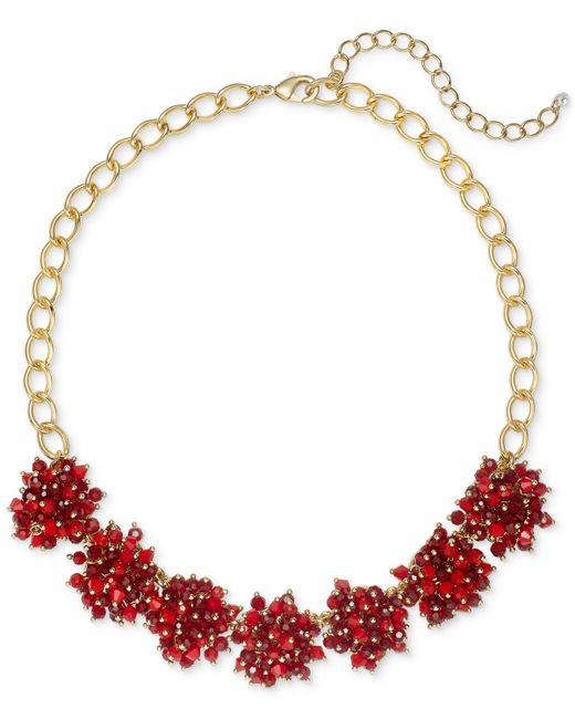 Holiday Lane Gold-Tone Bead Cluster Statement Necklace 17 3 extender Created for