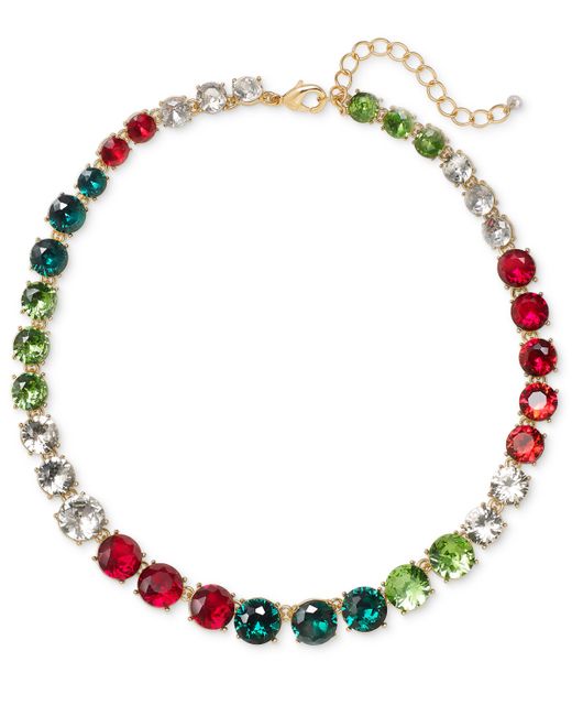 Holiday Lane Tone Multicolor Crystal All-Around Collar Necklace 17 3 extender Created for