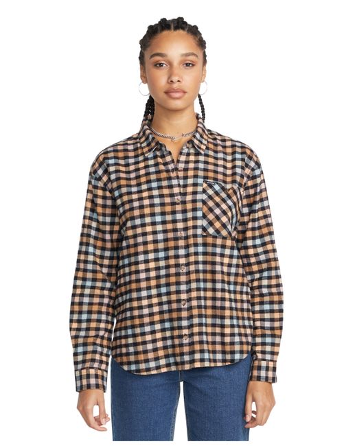 Volcom Juniors Plaid Button-Front Long-Sleeve Shirt
