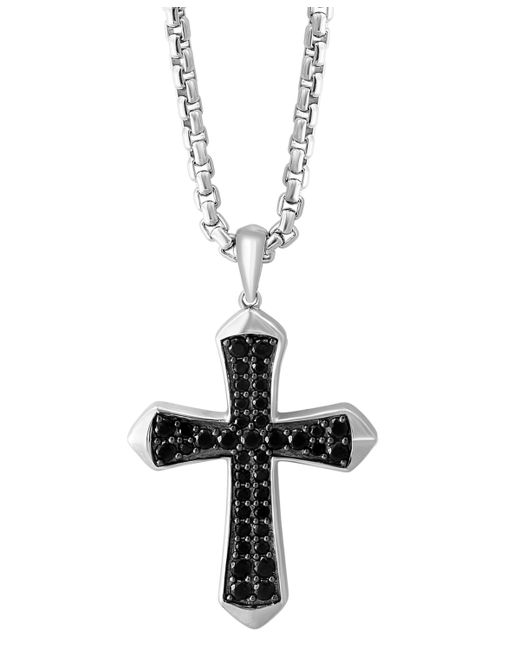 Effy Collection Effy Black Spinel Cross 22 Pendant Necklace 1-1/5 ct. t.w. in Sterling