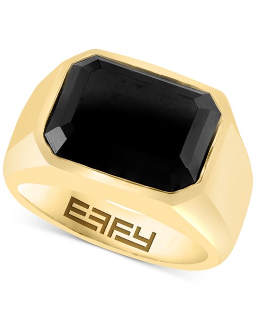 Effy Collection Effy Onyx Ring in 14k Gold-Plated Sterling