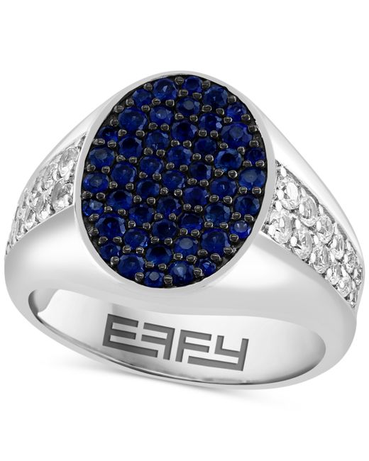 Effy Collection Effy Sapphire 1-1/5 ct. t.w. White 1 Cluster Ring in Sterling