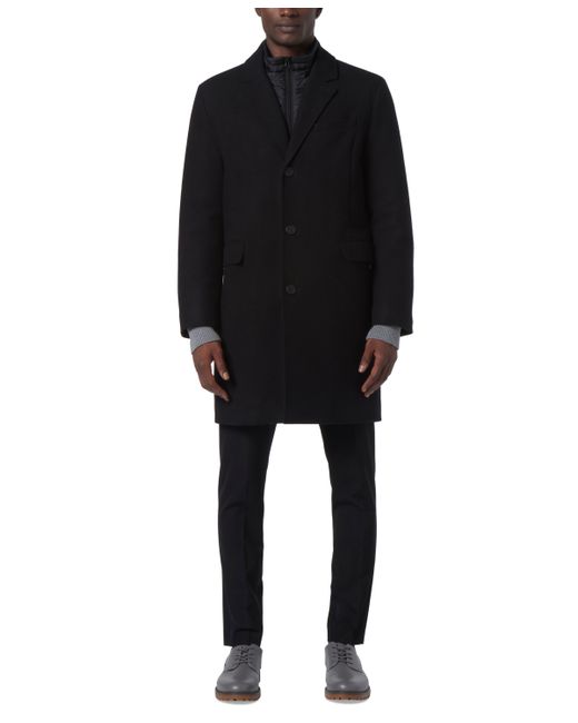 Marc New York Sheffield Melton Wool Slim Overcoat with Interior Bib