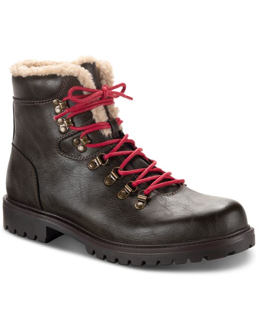Sun + Stone Kyson Faux-Shearling Lace-Up Boots Created for Shoes