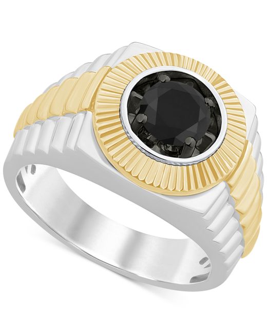 Macy's Black Diamond Statement Ring 1 ct. t.w. in Sterling 14k Gold-Plate