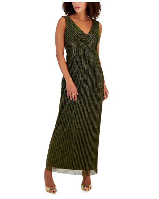 Connected Pleated Twist-Front Maxi Dress