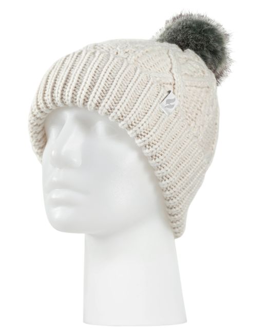 Heat Holders Brina Solid Cable Knit Roll Up Pom-Pom Hat