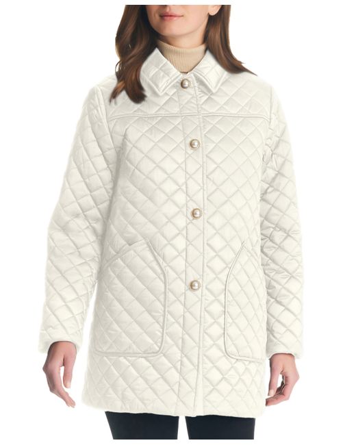Kate Spade New York Imitation-Pearl-Button Quilted Coat