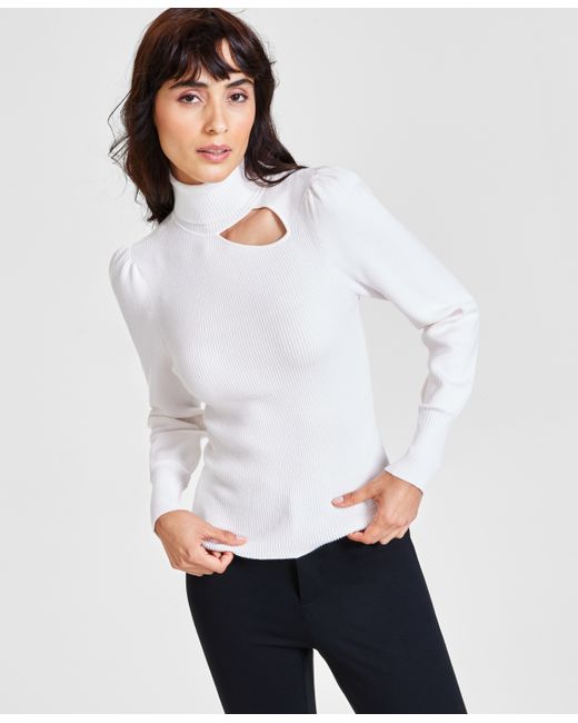 Bar III Turtleneck Cutout Ribbed Sweater Created for