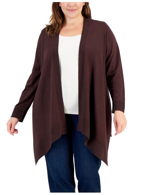 Jm Collection Plus Open-Front Cardigan Created for