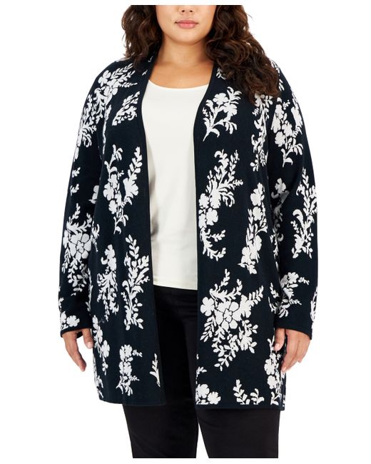 Jm Collection Plus Foliage Printed Cardigan Sweater Created for