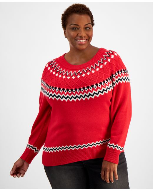 Style & Co Plus Whimsy Fair Isle Pullover Sweater Created for