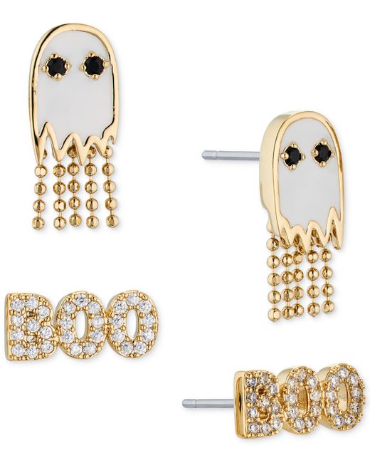 Ava Nadri 18k Plated 2-Pc. Set Pave Ghost Boo Stud Earrings