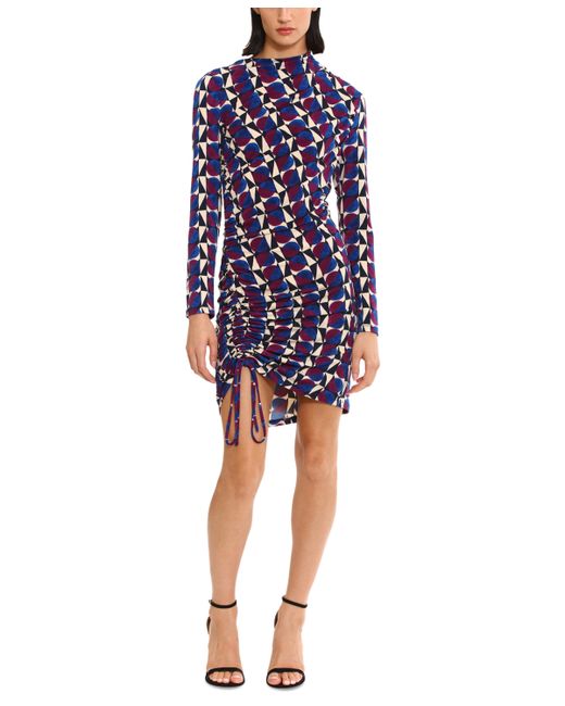 Donna Morgan Side-Ruched Printed Jersey Dress