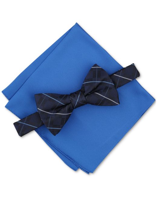 Alfani Canfield Grid Bow Tie Solid Pocket Square Set Created for