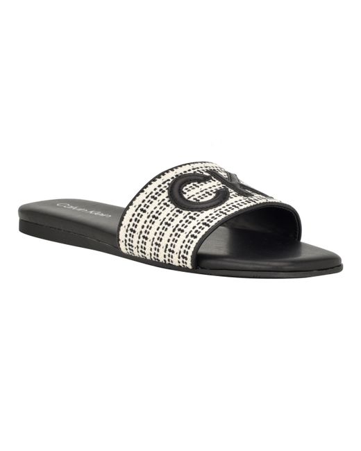 Calvin Klein Yides Slip-On Square Toe Flat Sandals