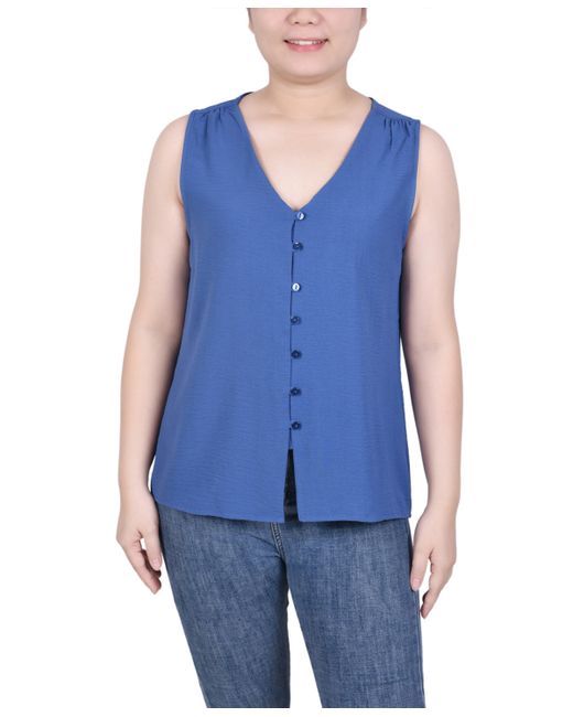 Ny Collection Sleeveless Button-Front Blouse