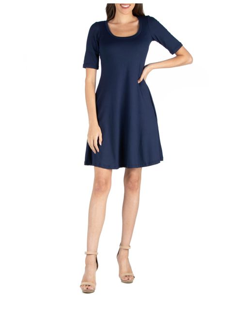 24seven Comfort Apparel A-Line Dress with Elbow Length Sleeves