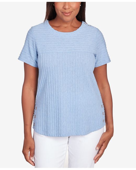 Alfred Dunner Classic Brights Solid Texture Split Shirttail T-shirt
