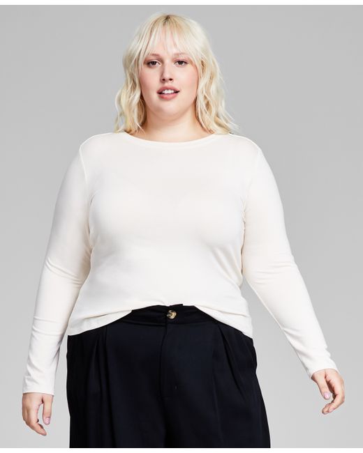 And Now This Trendy Plus Button-Shoulder Long-Sleeve Top