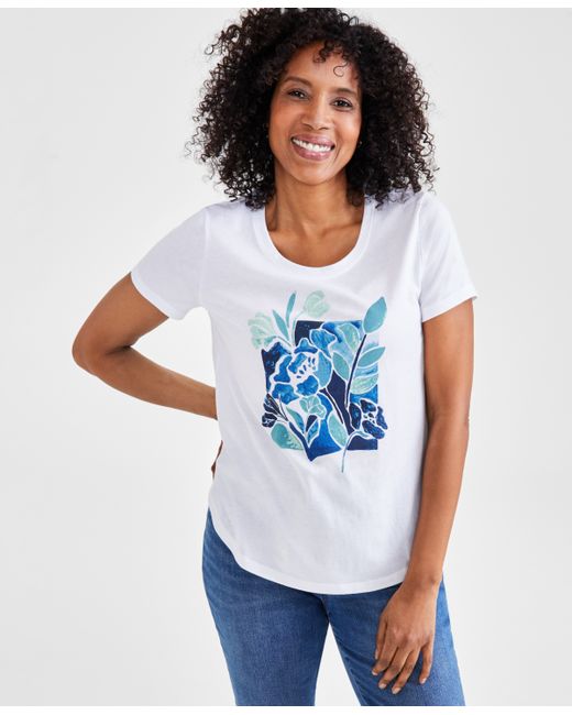 Style & Co Petite Floral Graphic T-Shirt Created for