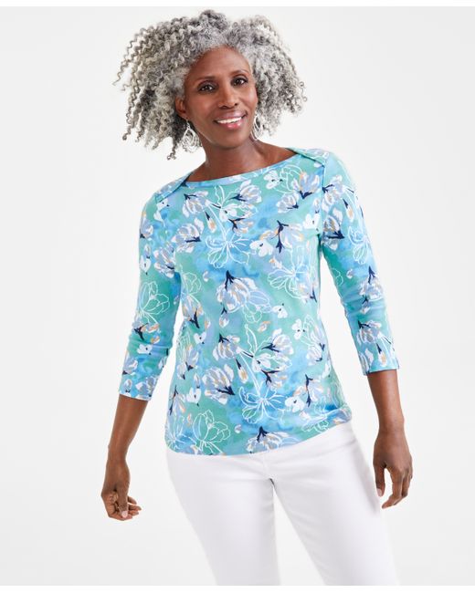 Style & Co Petite Cotton 3/4-Sleeve Top Created for