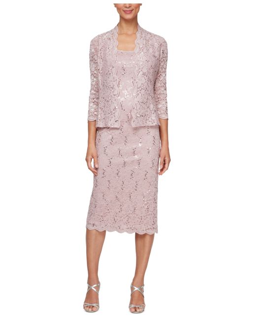 Sl Fashions 2-Pc. Lace Jacket Midi Dress Set