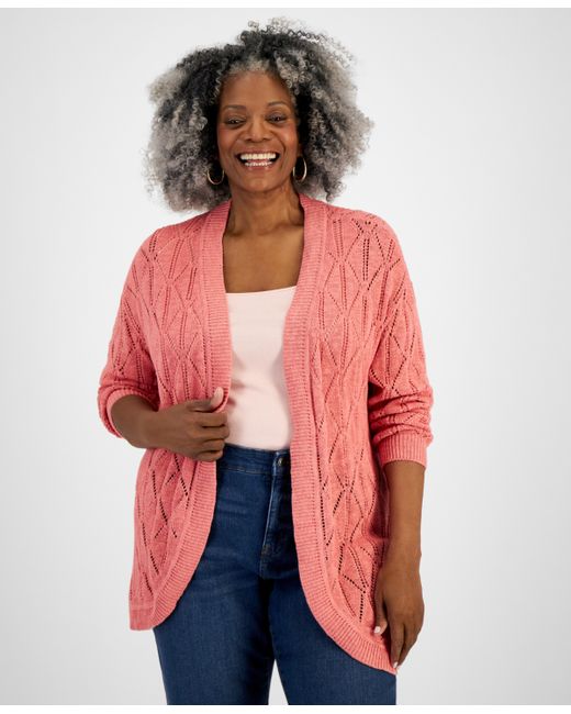 Style & Co Plus Open-Front Pointelle Cardigan Created for