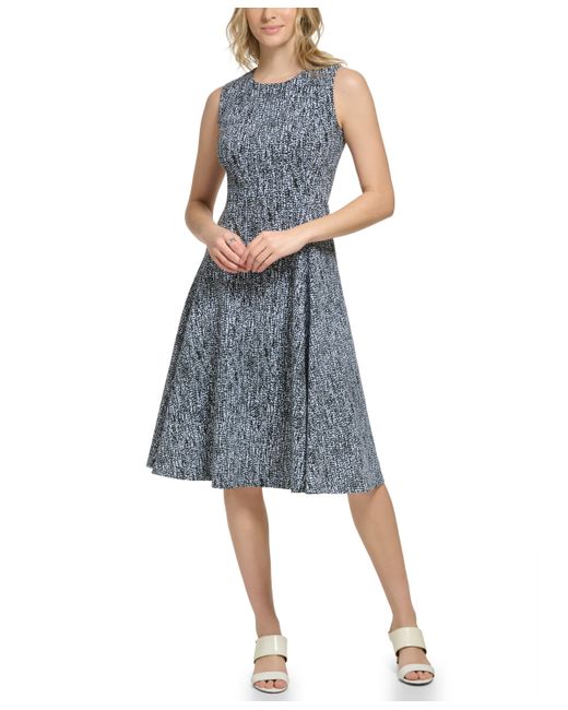 Calvin Klein Printed Sleeveless A-Line Dress