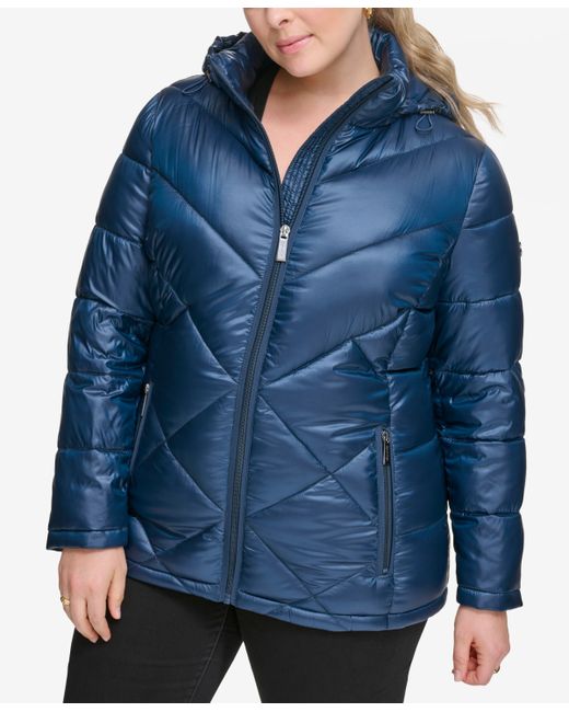 Calvin Klein Plus Shine Hooded Packable Puffer Coat Created for