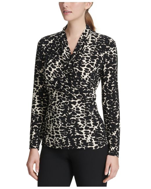 Dkny Petite Printed Surplice Top Created for