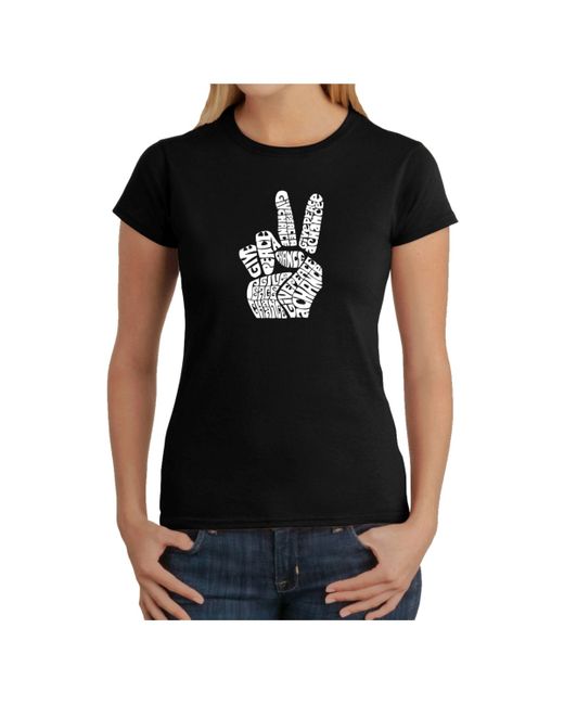 La Pop Art Word Art T-Shirt Peace Fingers