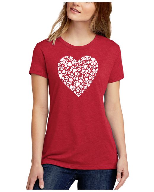 La Pop Art Premium Blend Word Art Paw Prints Heart T-Shirt