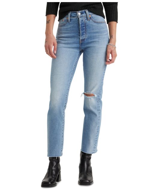 Levi's Wedgie Straight-Leg High Rise Cropped Jeans