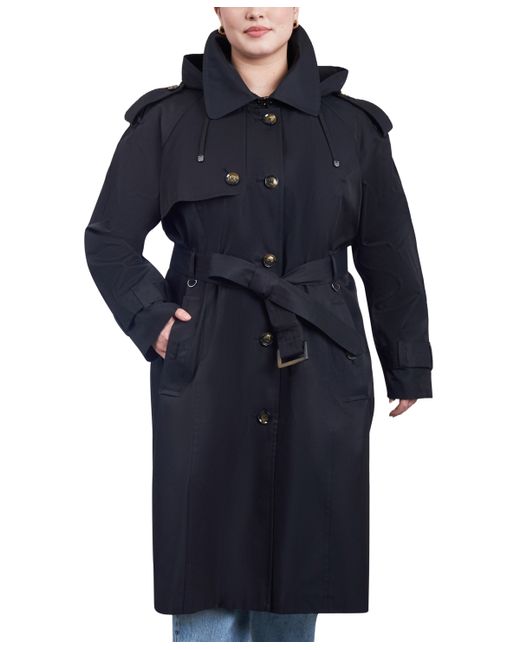 London Fog Plus Belted Hooded Water-Resistant Trench Coat