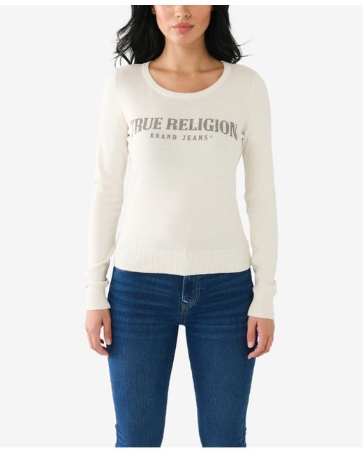 True Religion Crystal Horseshoe Fitted Sweater