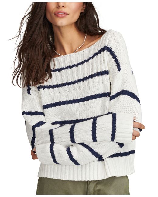 Lucky Brand Cotton Striped Boat-Neck Sweater