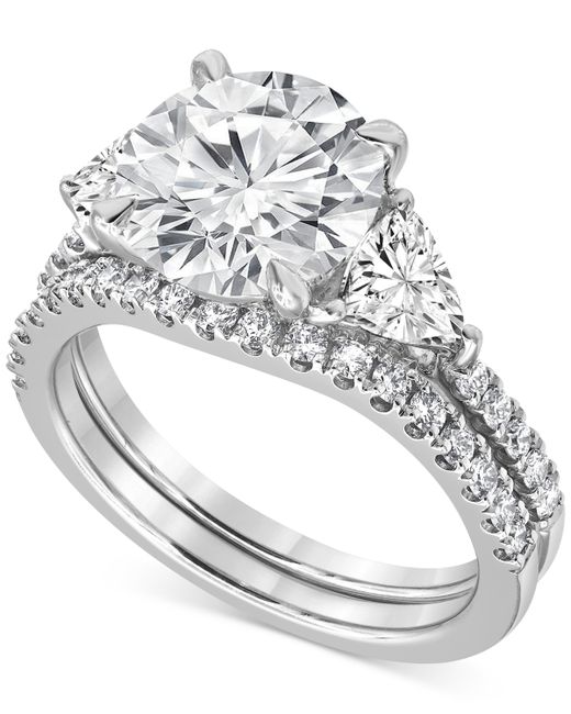 Badgley Mischka Certified Lab Grown Diamond Round Three Stone Bridal Set 4-1/4 ct. t.w. 14k Gold
