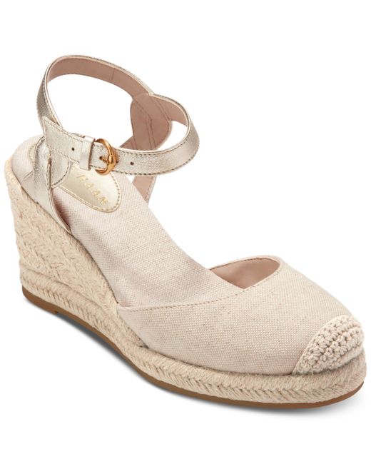 Cole Haan Cloudfeel Espadrille Ii Wedge Sandals Soft Gold Leather