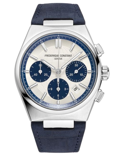 Frederique Constant Swiss Automatic Chronograph Highlife Leather Strap Watch 41mm