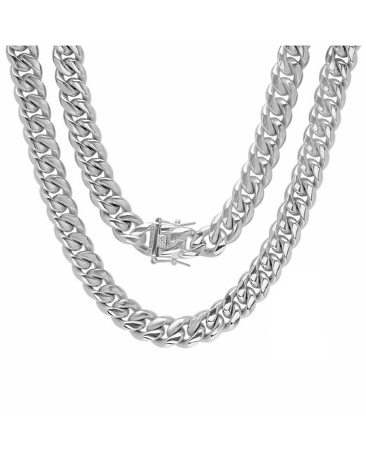 SteelTime 24 Miami Cuban Link Chain with 12mm Box Clasp Necklaces