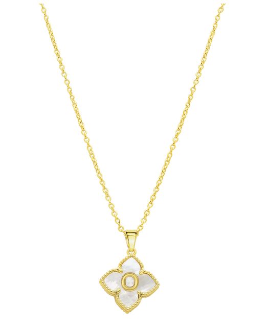 Adornia 14K Gold-Plated Mother-of-Pearl Initial Floral Necklace